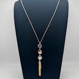 Banana Republic XOXO Gold Silver Toned Hammered Chain Tassel Necklace